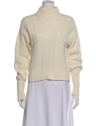 Pre-owned Veronica Beard Merino Wool Turtleneck Sweater In Neutral