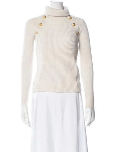 Pre-owned Veronica Beard Merino Wool Turtleneck Sweater In White