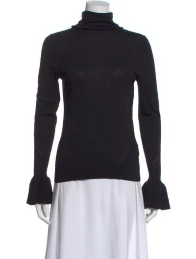 Pre-owned Veronica Beard Merino Wool Turtleneck Top In Black