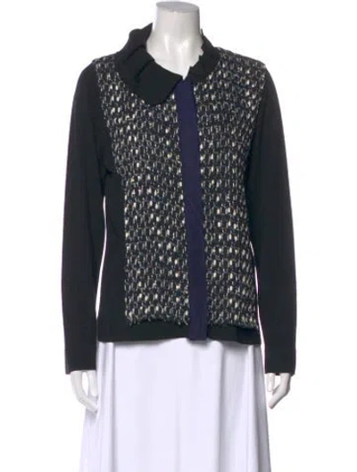 Pre-owned Veronica Beard Merino Wool Tweed Pattern Sweater In Black