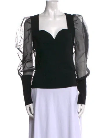 Pre-owned Veronica Beard Merino Wool V-neck Blouse In Black