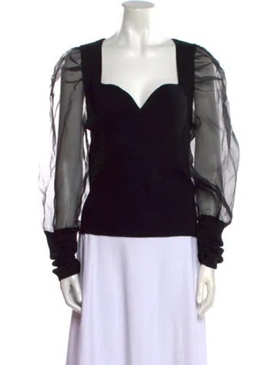 Pre-owned Veronica Beard Merino Wool V-neck Blouse In Black