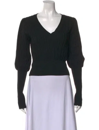 Pre-owned Veronica Beard Merino Wool V-neck Sweater In Black