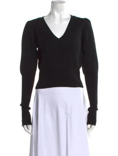 Pre-owned Veronica Beard Merino Wool V-neck Sweater In Black