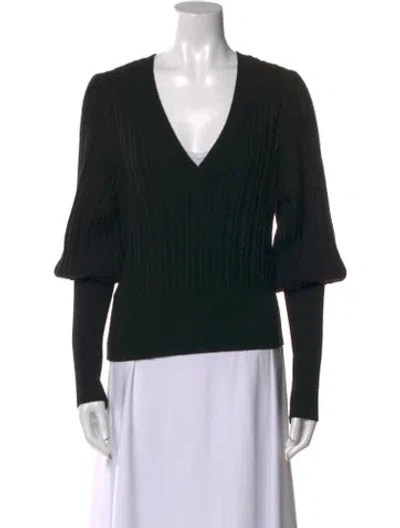 Pre-owned Veronica Beard Merino Wool V-neck Sweater In Black
