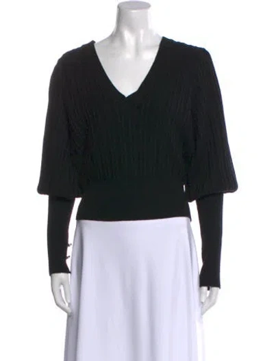 Pre-owned Veronica Beard Merino Wool V-neck Sweater In Black