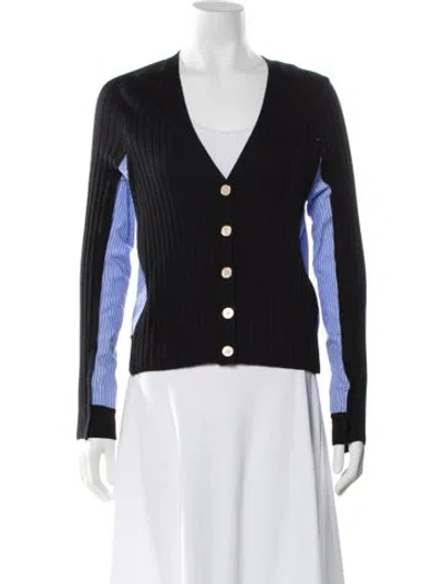 Pre-owned Veronica Beard Merino Wool V-neck Sweater In Black