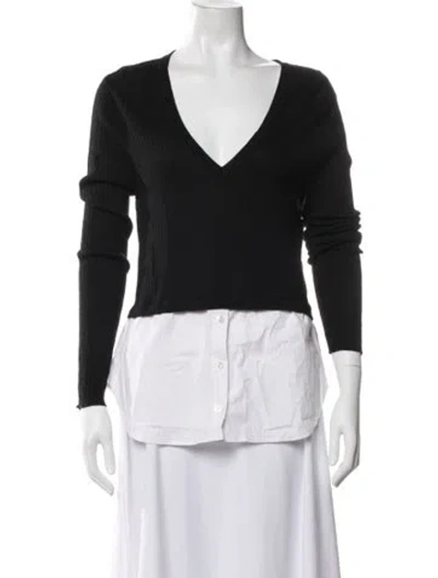 Pre-owned Veronica Beard Merino Wool V-neck Sweater In Black