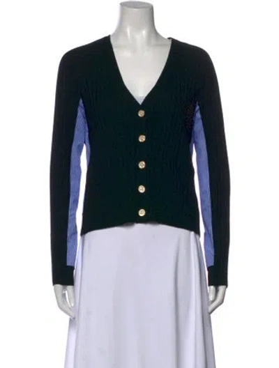 Pre-owned Veronica Beard Merino Wool V-neck Sweater In Black
