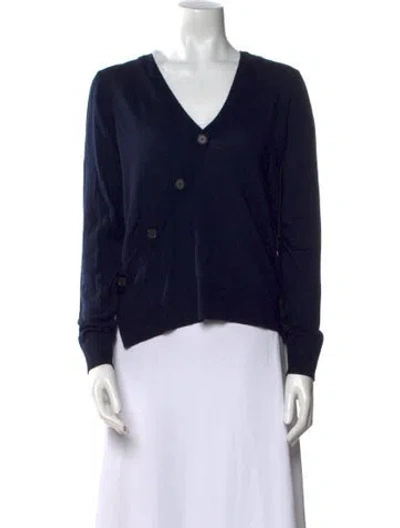 Pre-owned Veronica Beard Merino Wool V-neck Sweater In Blue