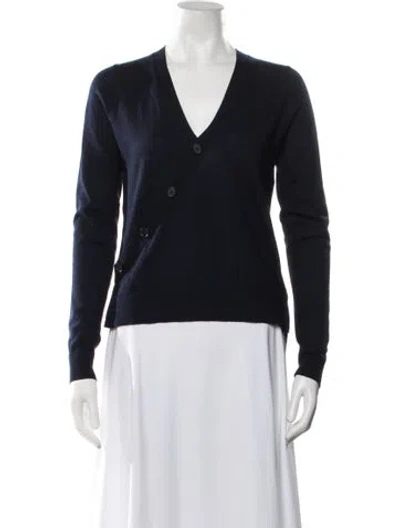 Pre-owned Veronica Beard Merino Wool V-neck Sweater In Blue