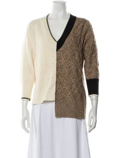 Pre-owned Veronica Beard Merino Wool V-neck Sweater In Brown