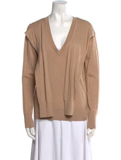 Pre-owned Veronica Beard Merino Wool V-neck Sweater In Neutral
