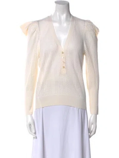 Pre-owned Veronica Beard Merino Wool V-neck Sweater In Neutral