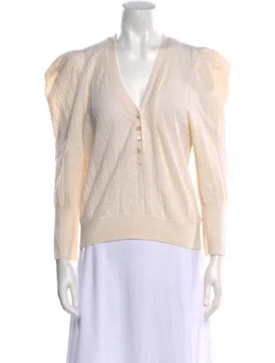 Pre-owned Veronica Beard Merino Wool V-neck Sweater In Neutral