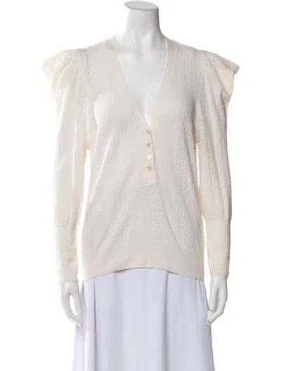 Pre-owned Veronica Beard Merino Wool V-neck Sweater In Neutral