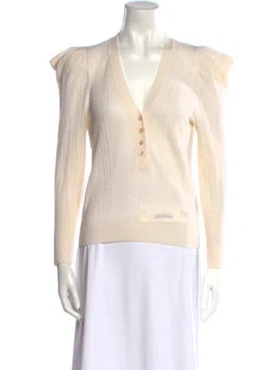 Pre-owned Veronica Beard Merino Wool V-neck Sweater In Neutral