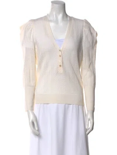 Pre-owned Veronica Beard Merino Wool V-neck Sweater In Neutral