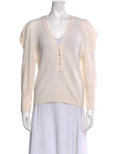 Pre-owned Veronica Beard Merino Wool V-neck Sweater In Neutral
