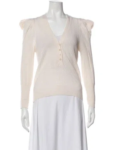 Pre-owned Veronica Beard Merino Wool V-neck Sweater In Neutral