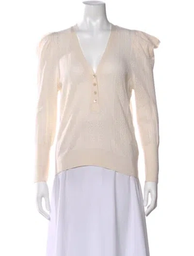 Pre-owned Veronica Beard Merino Wool V-neck Sweater In Neutral