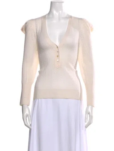 Pre-owned Veronica Beard Merino Wool V-neck Sweater In Neutral