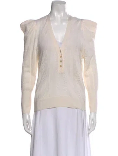 Pre-owned Veronica Beard Merino Wool V-neck Sweater In Neutral