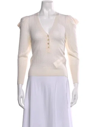 Pre-owned Veronica Beard Merino Wool V-neck Sweater In Neutral