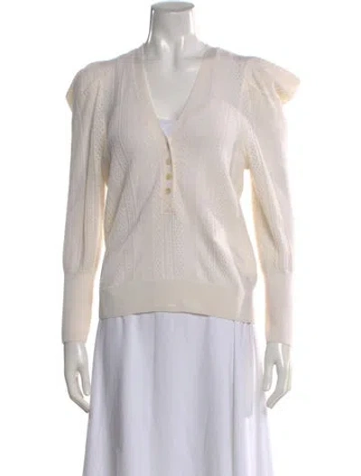 Pre-owned Veronica Beard Merino Wool V-neck Sweater In Neutral