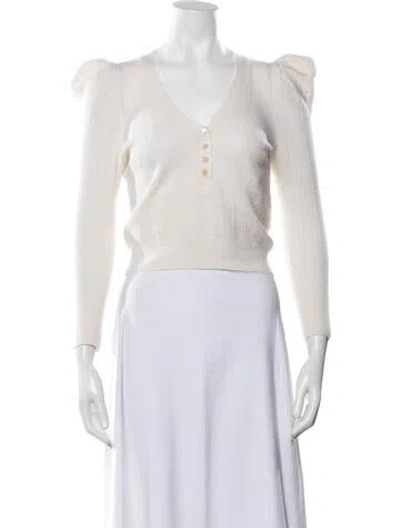 Pre-owned Veronica Beard Merino Wool V-neck Sweater In Neutral