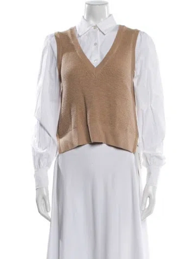 Pre-owned Veronica Beard Merino Wool V-neck Sweater In White