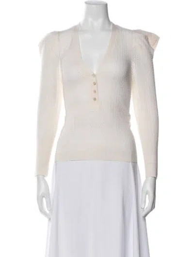 Pre-owned Veronica Beard Merino Wool V-neck Sweater In White