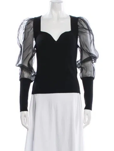 Pre-owned Veronica Beard Merino Wool V-neck Top In Black