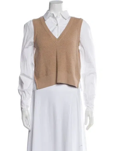 Pre-owned Veronica Beard Merino Wool V-neck Top In Neutral