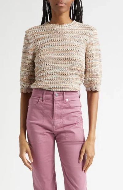 Veronica Beard Merivale Metallic Cotton Blend Sweater In Neutral