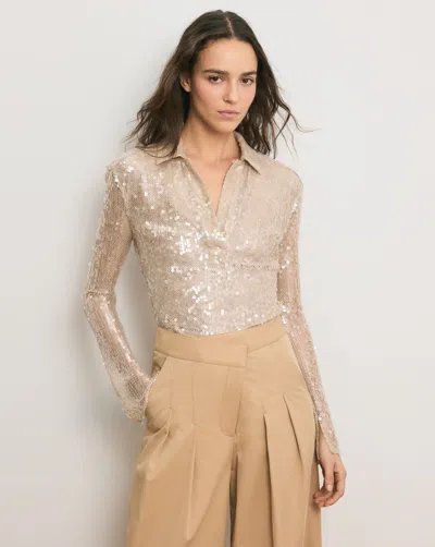 Veronica Beard Meryl Sequin Blouse In Gold