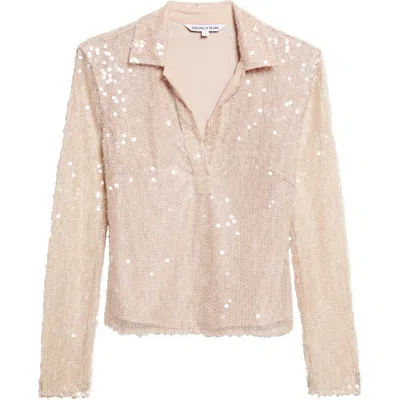 Veronica Beard Meryl Sequined Long-sleeve Top In Gold