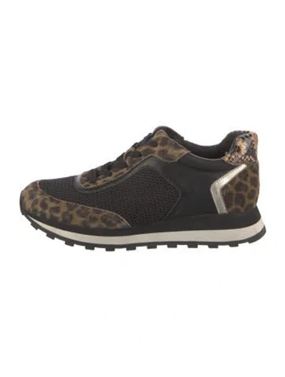 Pre-owned Veronica Beard Mesh Animal Print Sneakers In Brown