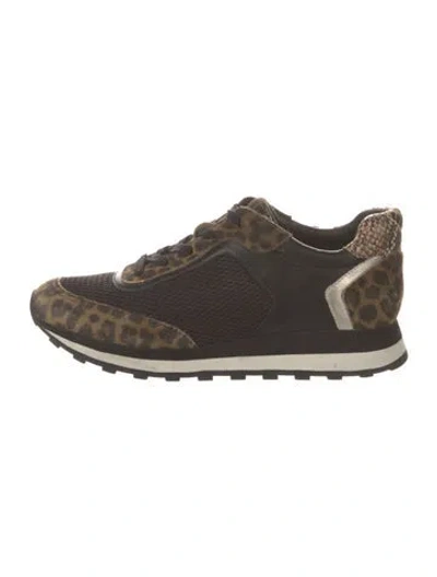 Pre-owned Veronica Beard Mesh Animal Print Sneakers In Brown