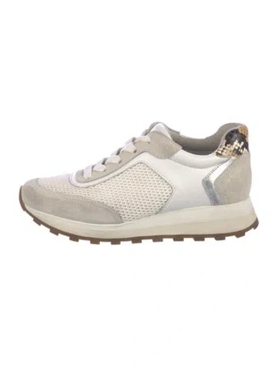 Pre-owned Veronica Beard Mesh Colorblock Pattern Sneakers In White