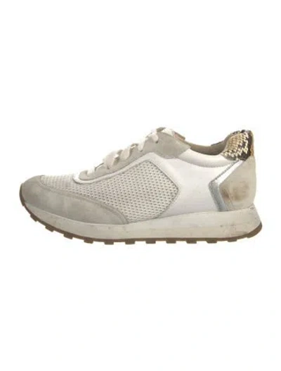 Pre-owned Veronica Beard Mesh Colorblock Pattern Sneakers In White