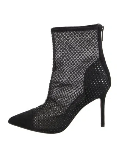 Pre-owned Veronica Beard Mesh Lace Pattern Boots In Black
