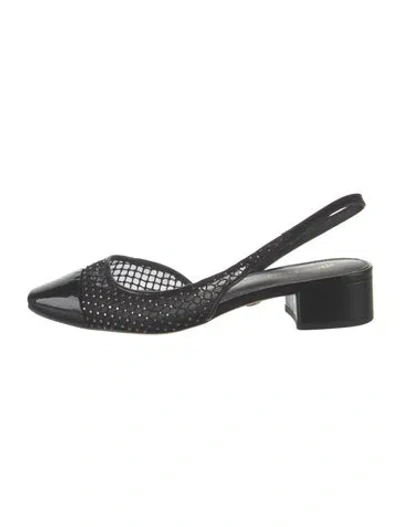 Pre-owned Veronica Beard Mesh Lace Pattern Slingback Pumps In Black