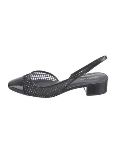 Pre-owned Veronica Beard Mesh Lace Pattern Slingback Pumps In Black