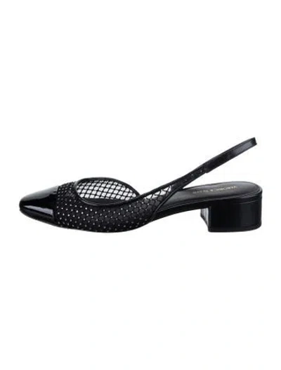 Pre-owned Veronica Beard Mesh Lace Pattern Slingback Pumps In Black/metallic