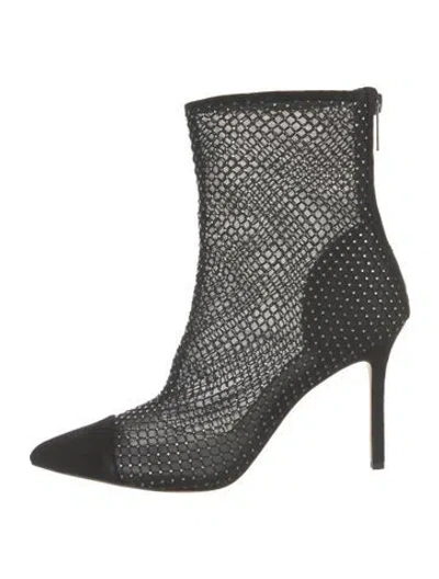 Pre-owned Veronica Beard Mesh Patterned Boots In Black