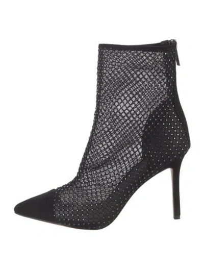 Pre-owned Veronica Beard Mesh Patterned Boots In Black