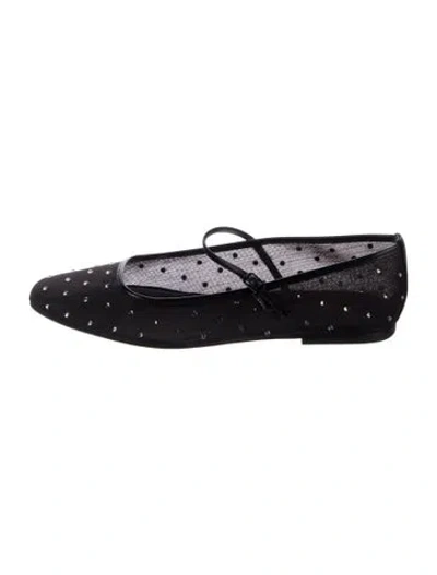 Pre-owned Veronica Beard Mesh Patterned Mary Jane Flats In Black