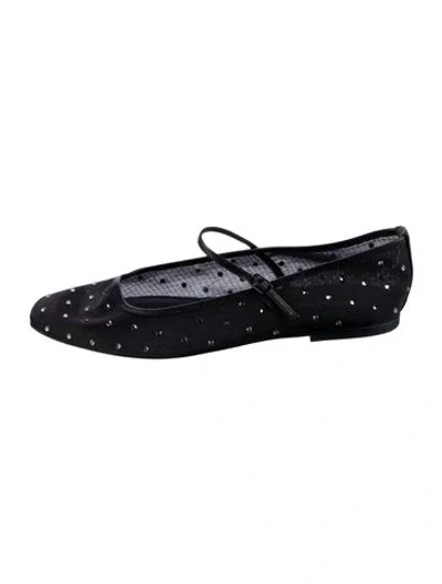 Pre-owned Veronica Beard Mesh Patterned Mary Jane Flats In Black