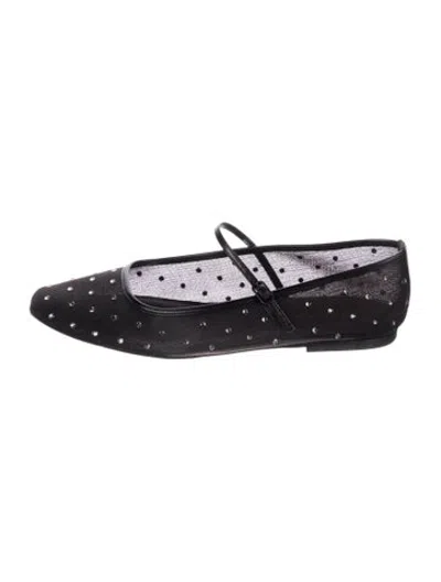 Pre-owned Veronica Beard Mesh Polka Dot Print Ballet Flats In Black